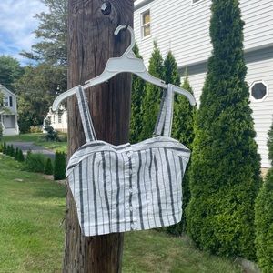 brandy melville grey and white striped crop top